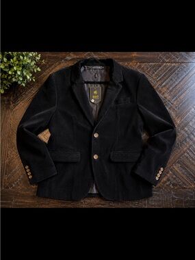 Men's Black Corduroy Blazer - Classic Tailored Jacket